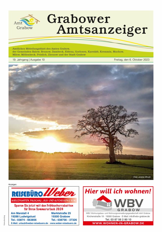 Grabower Amtsanzeiger Titelblatt 10/2023