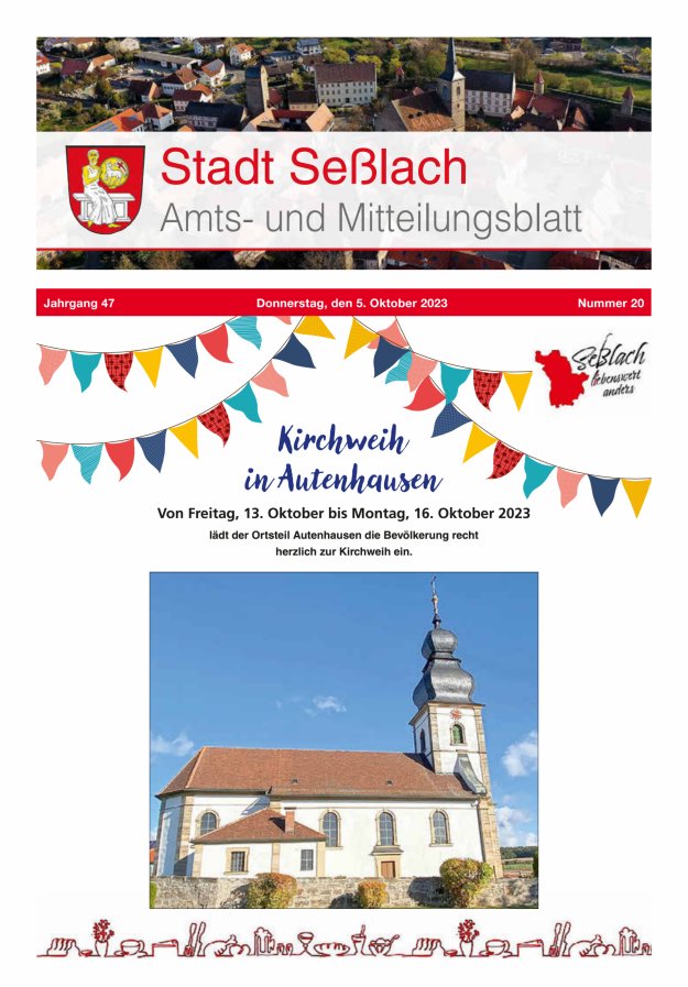 Amts- und Mitteilungsblatt Stadt Seßlach Titelblatt 20/2023