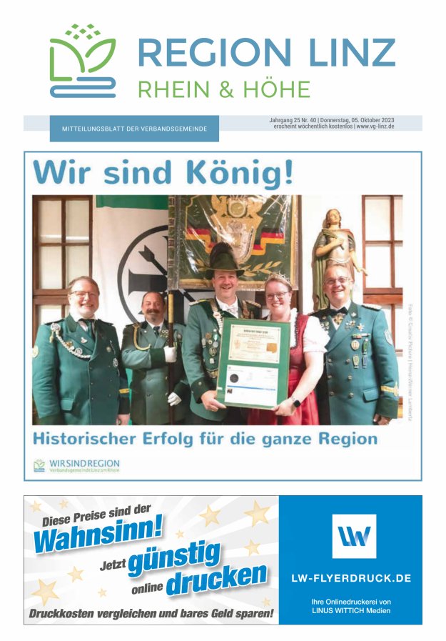 Unsere Verbandsgemeinde Linz am Rhein Titelblatt 40/2023