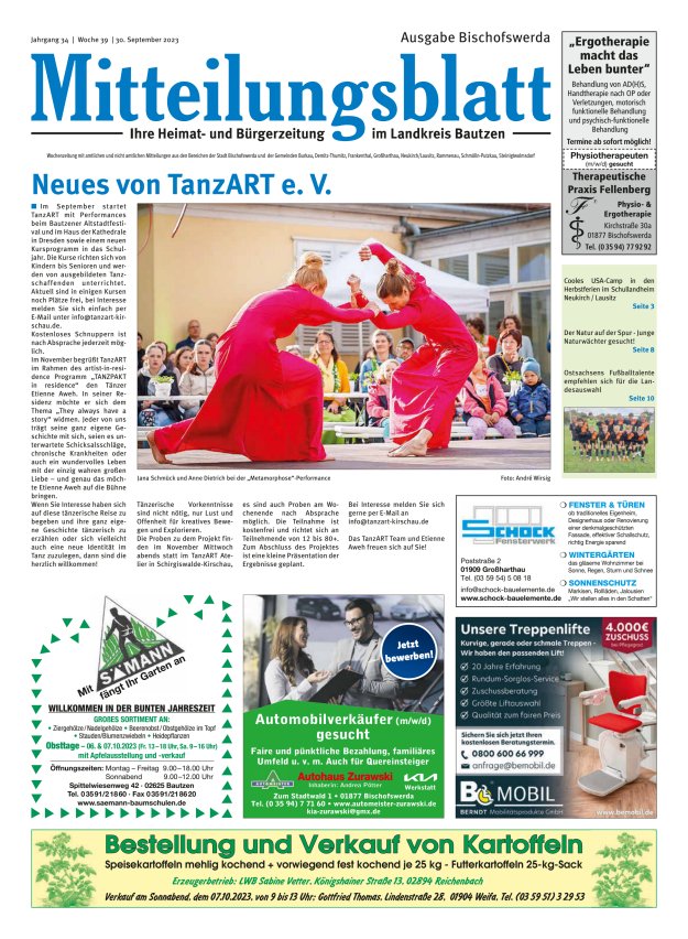 Mitteilungsblatt LK Bautzen Ausgabe Bischofswerda Titelblatt 38/2023