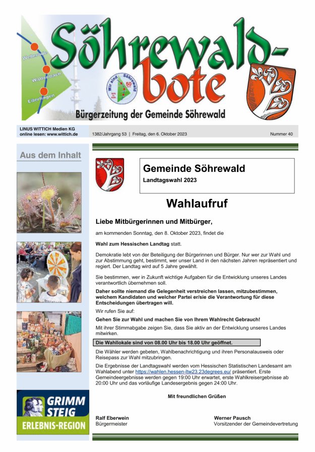 Söhrewaldbote Titelblatt 40/2023