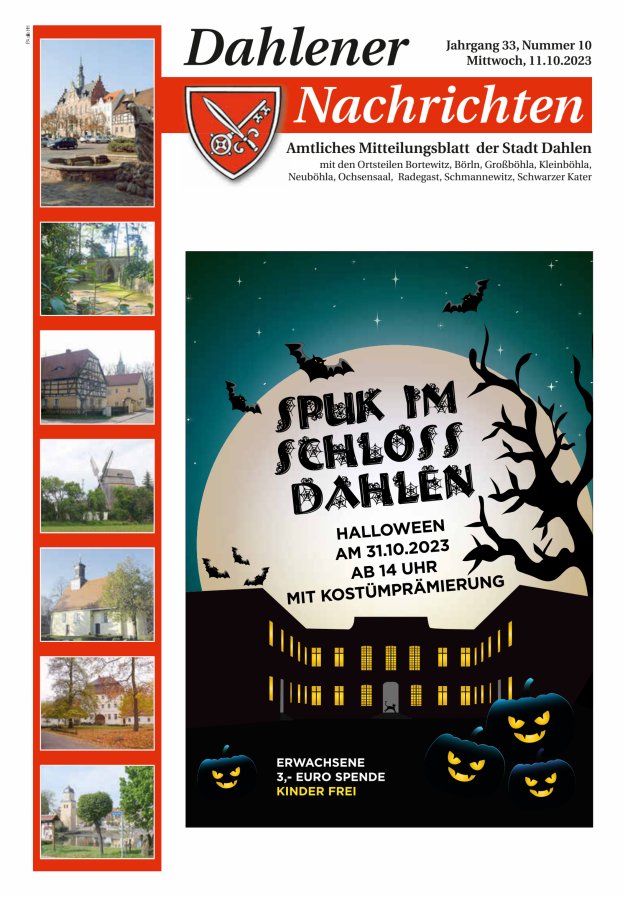 Dahlener Nachrichten - Amtliches Mitteilungsblatt der Stadt Dahlen Titelblatt 10/2023