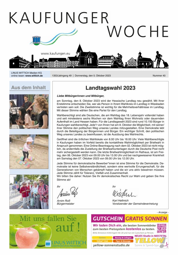 Kaufunger Woche Titelblatt 40/2023