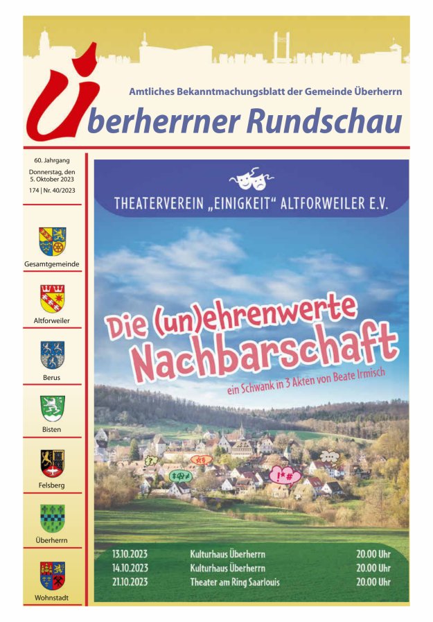 Überherrner Rundschau Titelblatt 40/2023