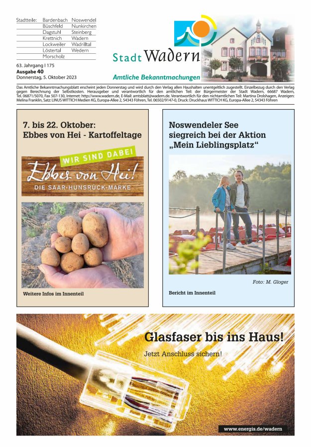 Stadt Wadern Titelblatt 40/2023