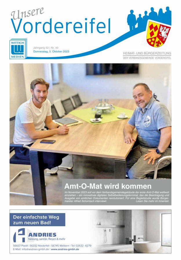 Mitteilungsblatt Vordereifel - Heimat- u Bürgerzeitung der VG Vordereifel Titelblatt 40/2023