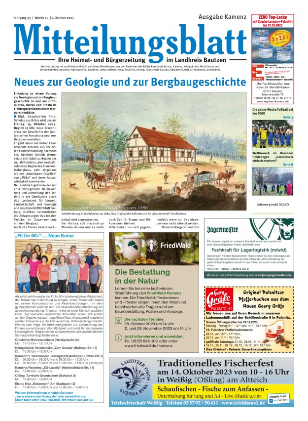 Mitteilungsblatt LK Bautzen Ausgabe Kamenz Titelblatt 39/2023
