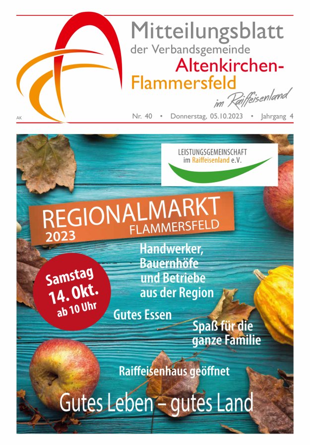Mitteilungsblatt Verbandsgemeinde Altenkirchen-Flammersfeld Titelblatt 40/2023