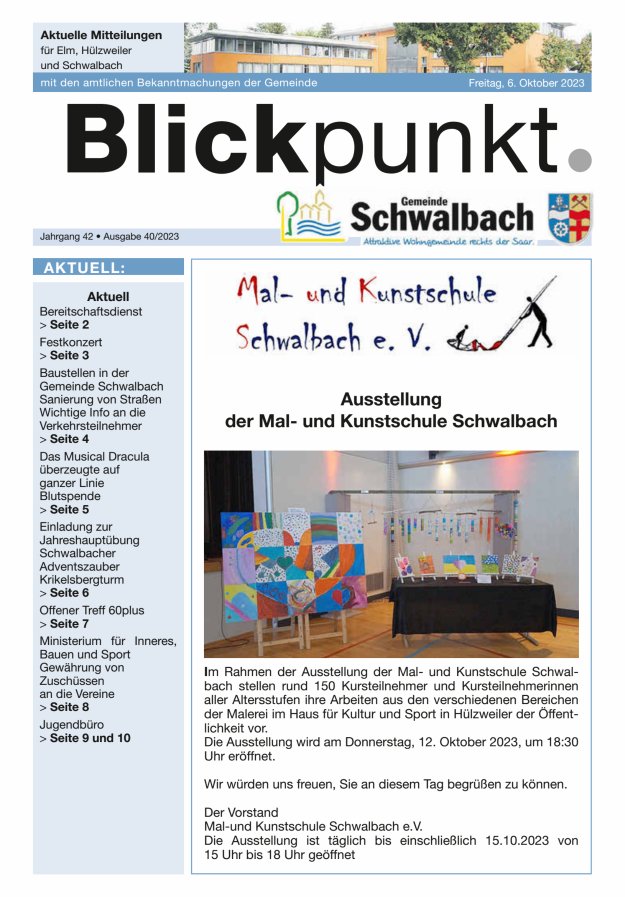 Blickpunkt Schwalbach Titelblatt 40/2023