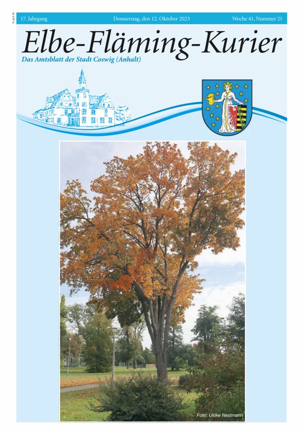 Elbe-Fläming-Kurier Das Amtsblatt der Stadt Coswig (Anhalt) Titelblatt 21/2023