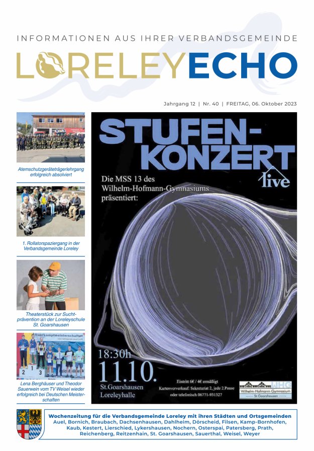 Loreley-Echo - Mitteilungsblatt der Verbandsgemeinde Loreley Titelblatt 40/2023