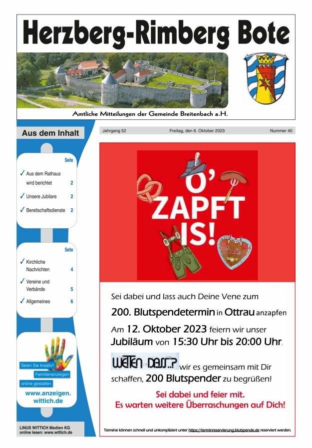 Herzberg-Rimberg Bote Titelblatt 40/2023