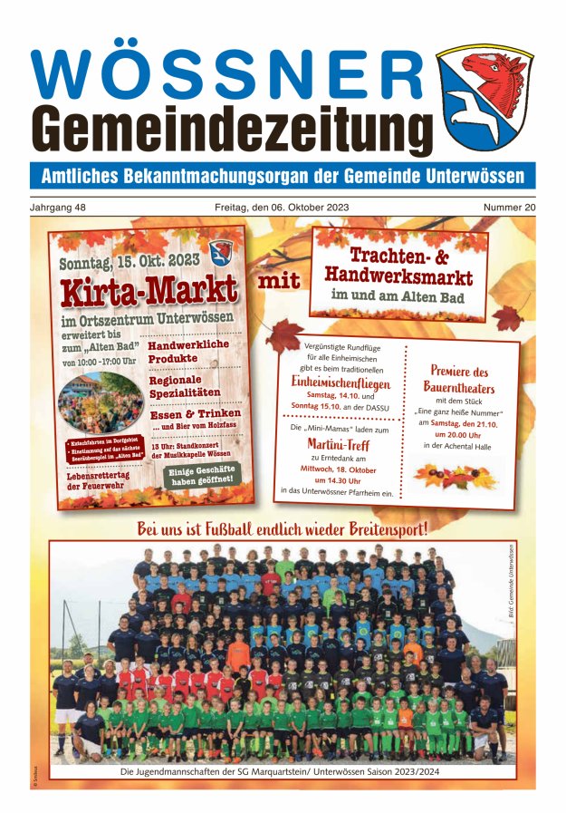 Wössner Gemeindezeitung Amtliches Bekanntmachungsorgan der Gemeinde Unterwössen Titelblatt 20/2023