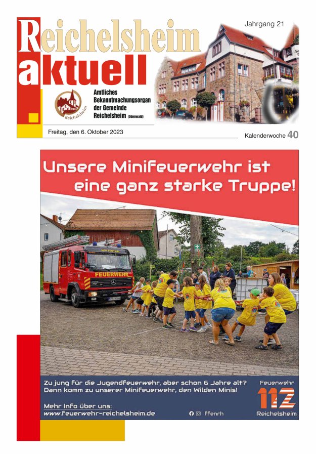 Reichelsheim aktuell - Amtsblatt der Gemeinde Reichelsheim(Odenwald) Titelblatt 40/2023