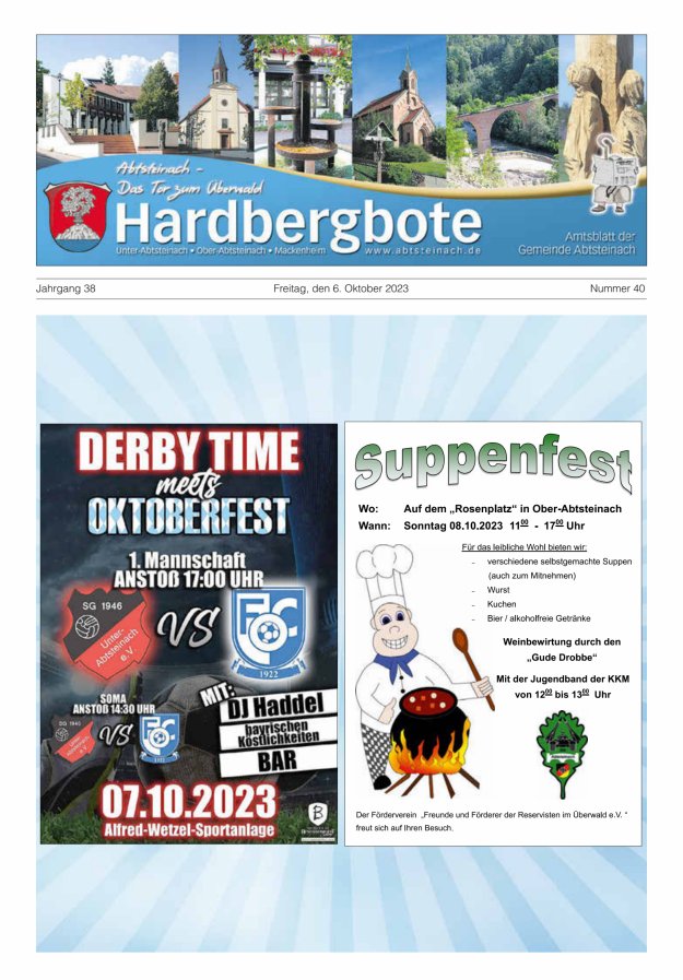 Hardbergbote - Mitteilungsblatt der Gemeinde Abtsteinach Titelblatt 40/2023