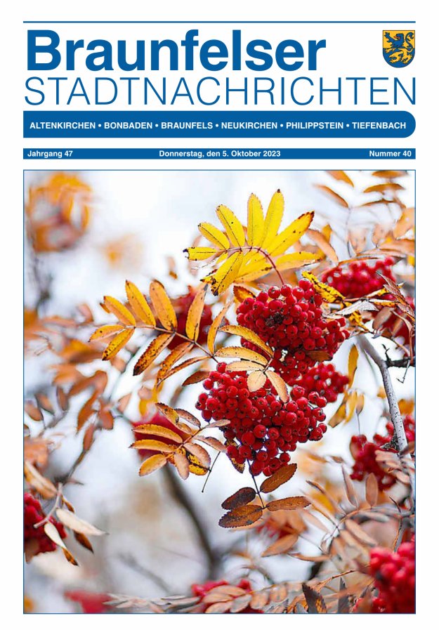 Braunfelser Stadtnachrichten Titelblatt 40/2023