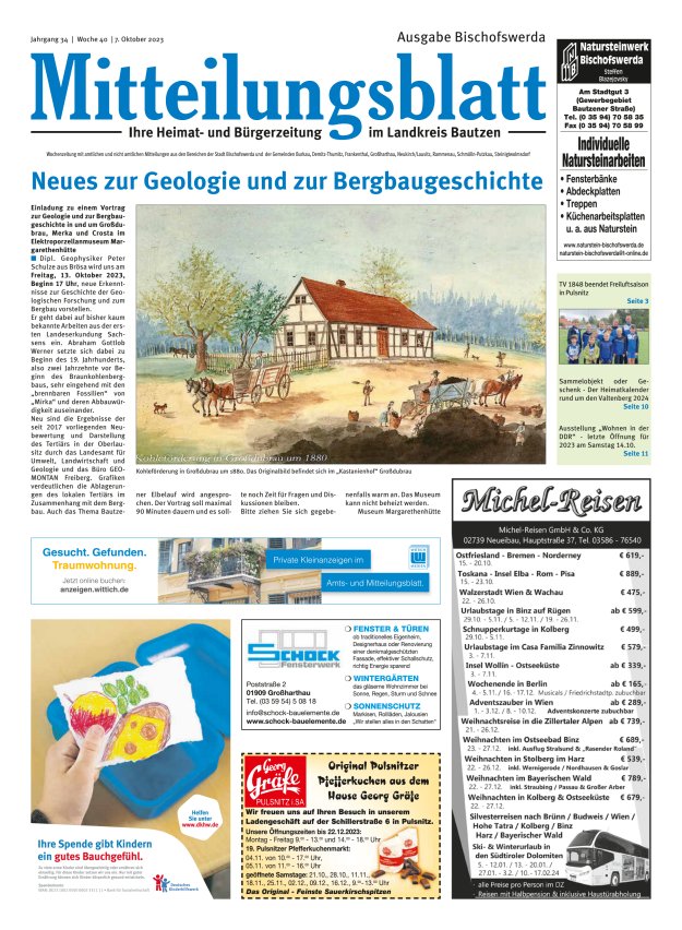Mitteilungsblatt LK Bautzen Ausgabe Bischofswerda Titelblatt 39/2023