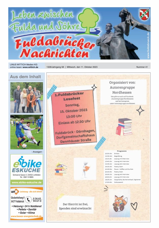 Fuldabrücker Nachrichten Titelblatt 41/2023