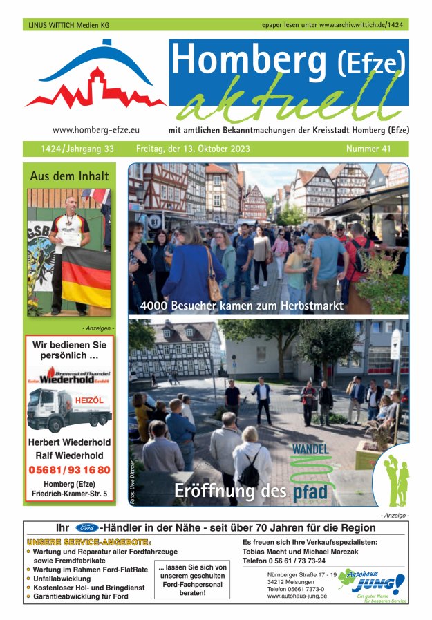 Homberg Efze aktuell Titelblatt 41/2023