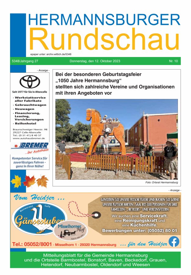 Hermannsburger Rundschau Titelblatt 10/2023