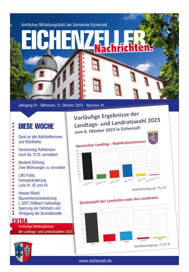 Amtliches Mitteilungsblatt der Gemeinde Eichenzell Titelblatt 41/2023