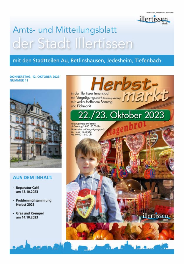 Amts- und Mitteilungsblatt Stadt Illertissen Titelblatt 41/2023