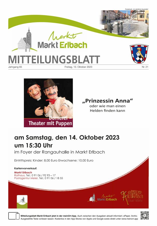 Mitteilungsblatt Markt Erlbach Titelblatt 21/2023
