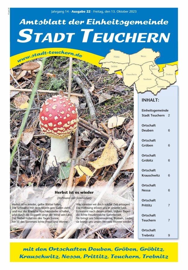 Amtsblatt der Einheitsgemeinde Stadt Teuchern Titelblatt 22/2023
