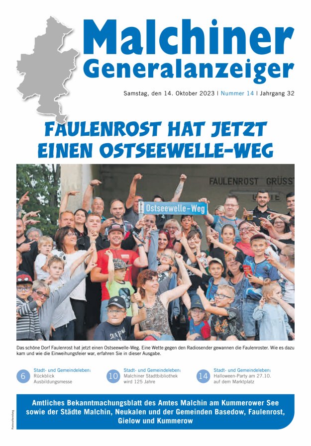 Malchiner Generalanzeiger Titelblatt 14/2023
