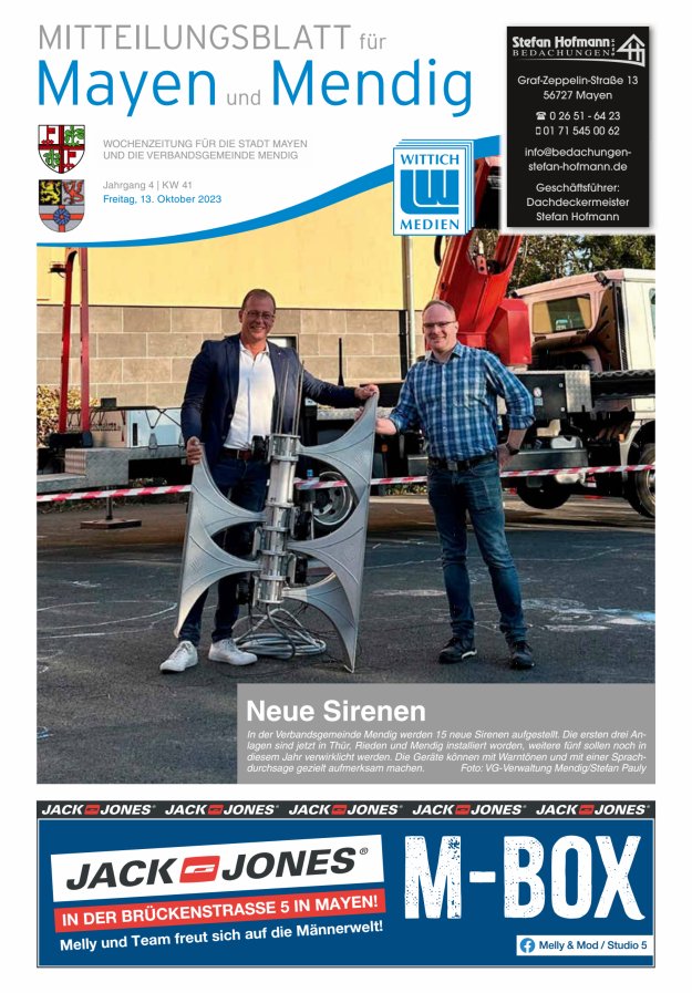 Mitteilungsblatt für Mayen und Mendig Titelblatt 41/2023
