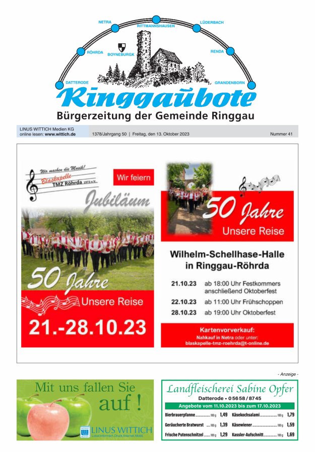 Ringgaubote Titelblatt 41/2023