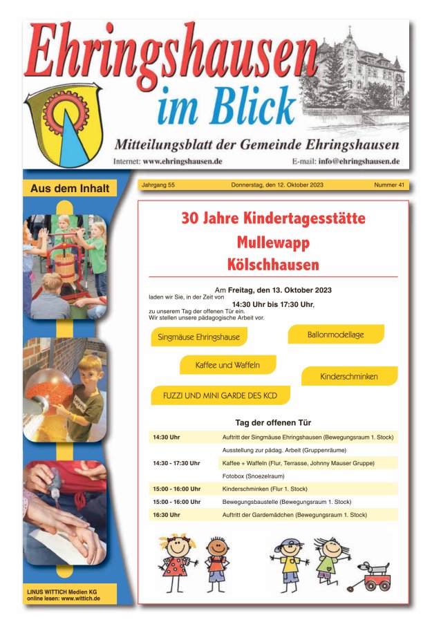 Mitteilungsblatt der Gemeinde Ehringshausen Titelblatt 41/2023