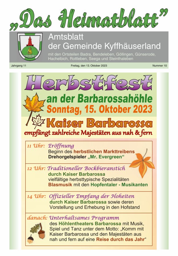 Das Heimatblatt Titelblatt 10/2023