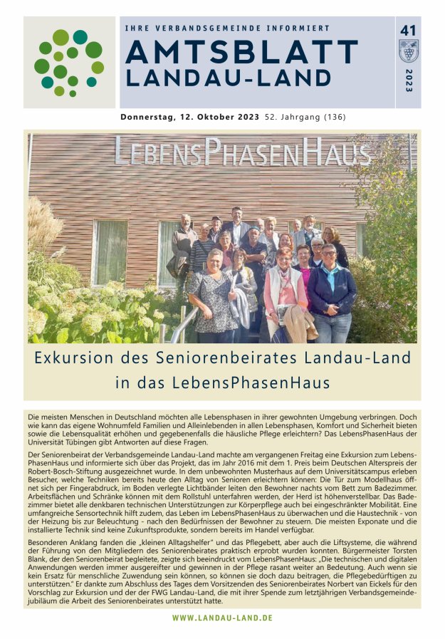 Amtsblatt VG Landau-Land Titelblatt 41/2023