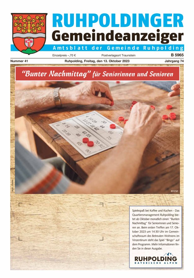 Ruhpoldinger Gemeindeanzeiger Titelblatt 41/2023