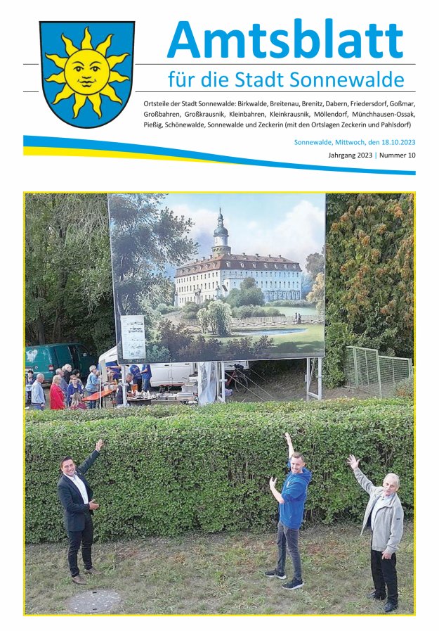 Amtsblatt für die Stadt Sonnewalde Titelblatt 10/2023