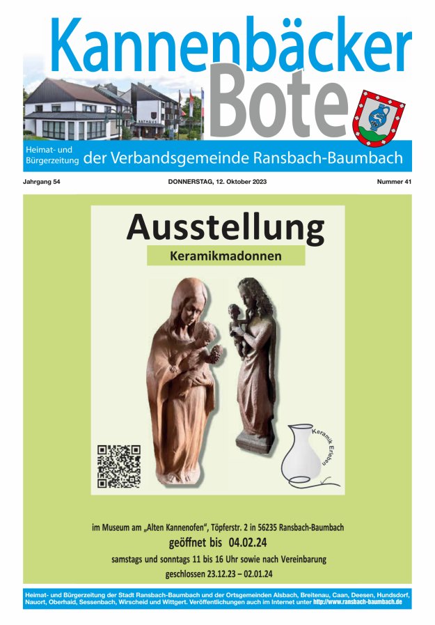 Kannenbäcker-Bote der Verbandsgemeinde Ransbach-Baumbach Titelblatt 41/2023