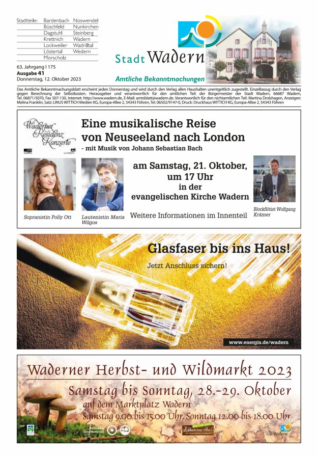Stadt Wadern Titelblatt 41/2023