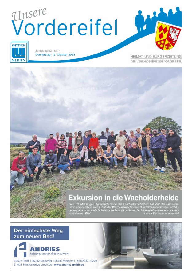 Mitteilungsblatt Vordereifel - Heimat- u Bürgerzeitung der VG Vordereifel Titelblatt 41/2023