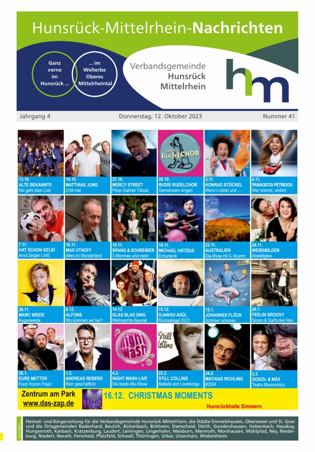 Hunsrück-Mittelrhein Nachrichten Ausgabe Emmelshausen Titelblatt 41/2023