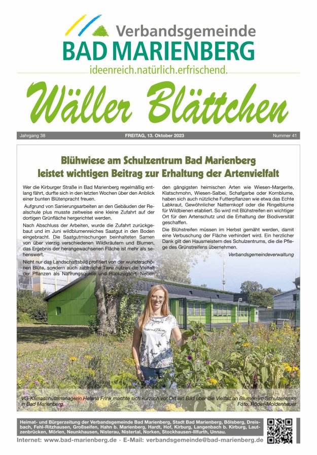 Wäller Blättchen - Verbandsgemeinde Bad Marienberg Titelblatt 41/2023