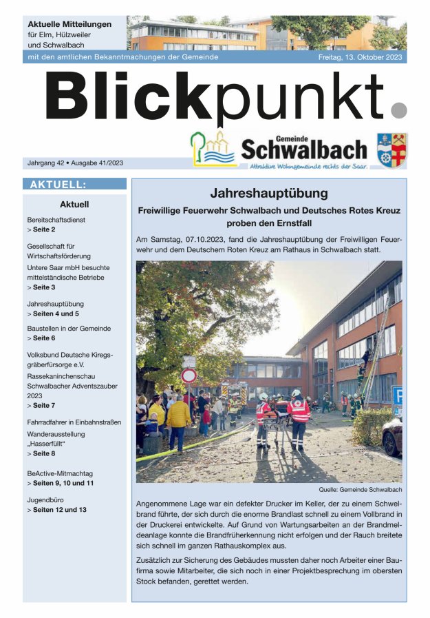 Blickpunkt Schwalbach Titelblatt 41/2023