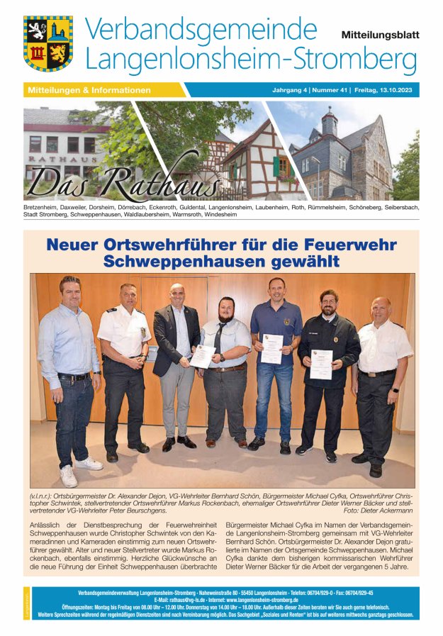 Das Rathaus - MTB d VG Langenlonsheim-Stromberg Titelblatt 41/2023