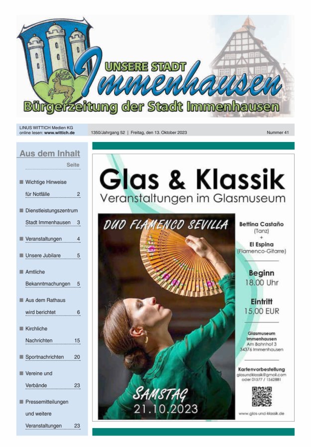 Unsere Stadt Immenhausen Titelblatt 41/2023