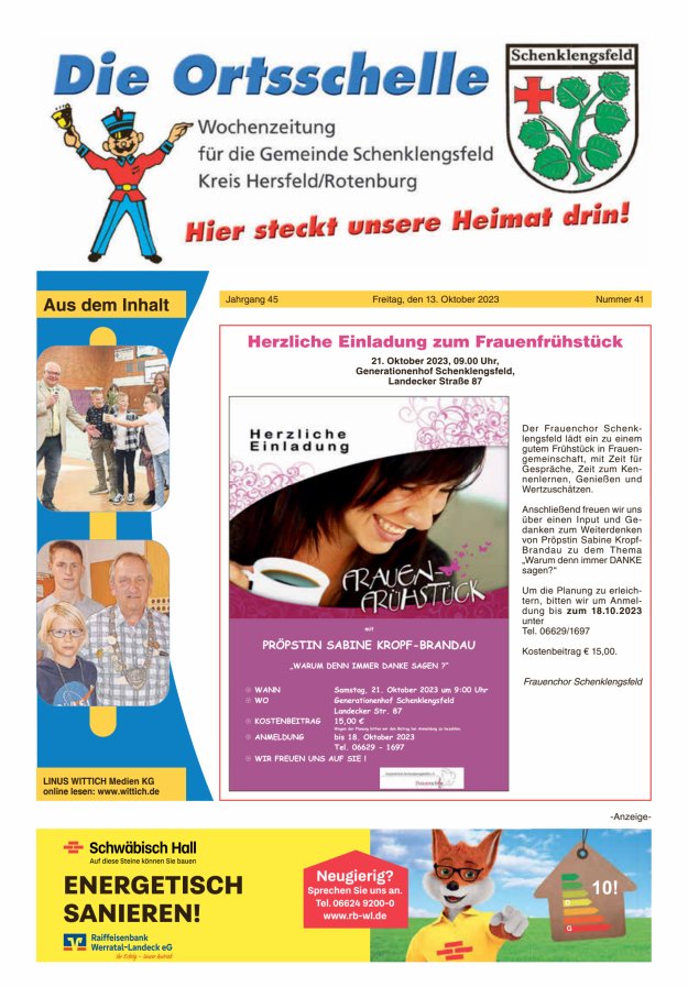 Die Ortsschelle Titelblatt 41/2023