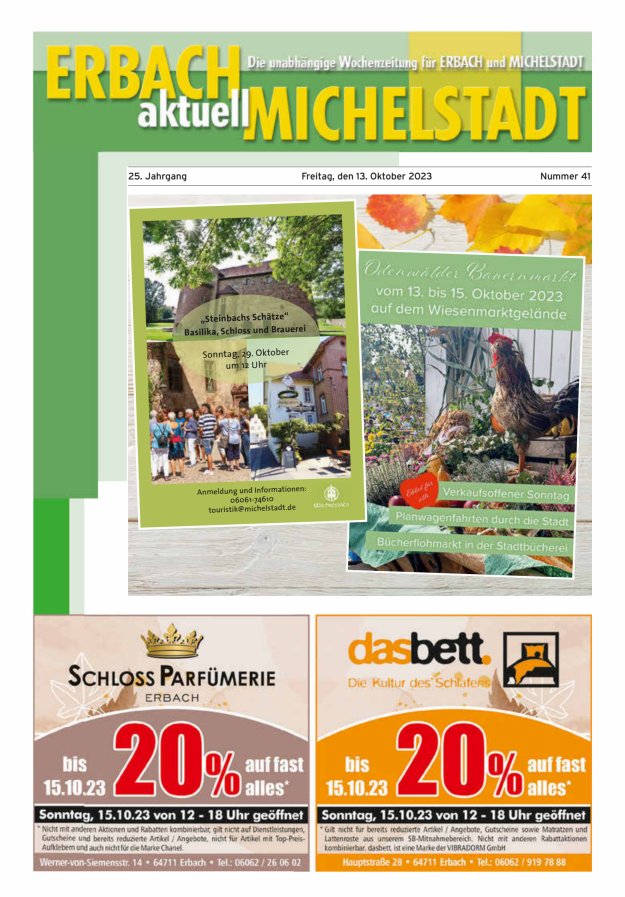 Erbach-Michelstadt aktuell Titelblatt 41/2023