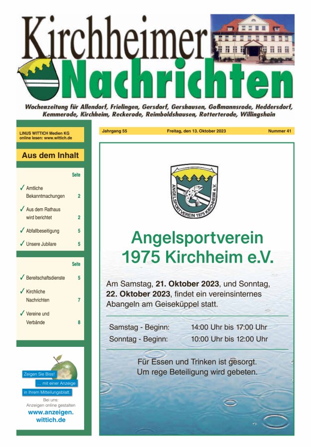 Kirchheimer Nachrichten Titelblatt 41/2023