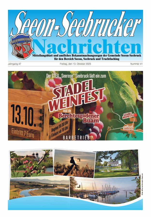 Seeon-Seebrucker Nachrichten Titelblatt 41/2023