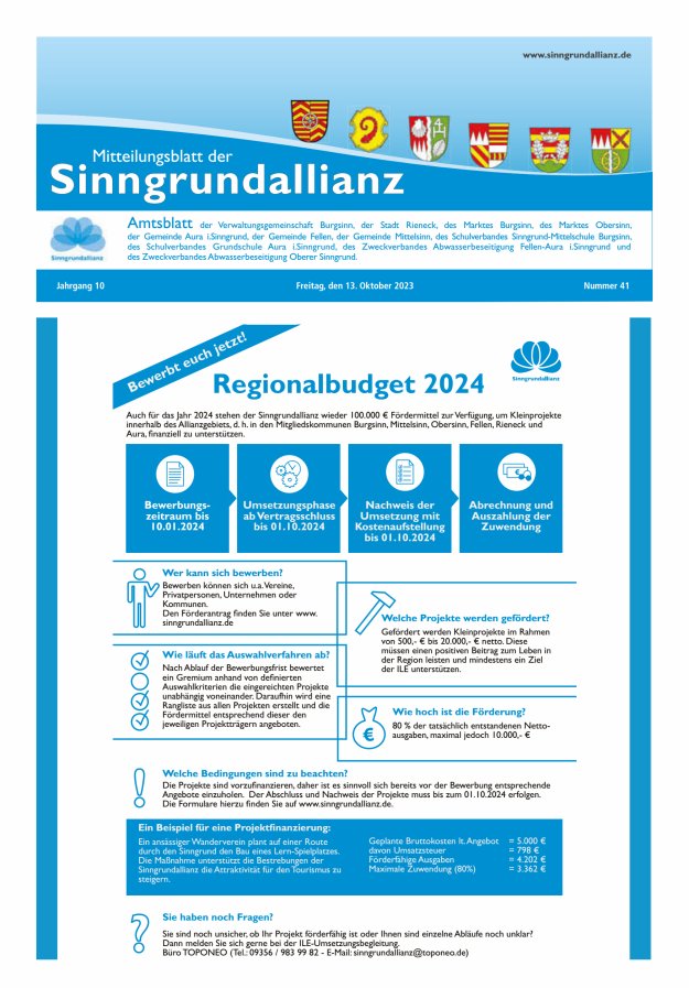 Mitteilungsblatt der Sinngrundallianz Titelblatt 41/2023