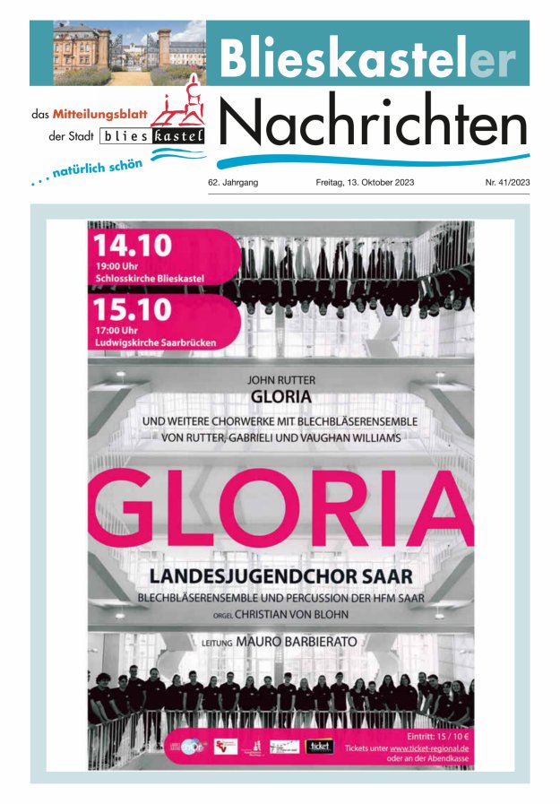 Blieskasteler Nachrichten  Titelblatt 41/2023